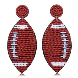 Beaded Football Earrings for Women Basketball Softball Baskball Bead Dangly Earrings Fun Sport Game Dangling Earrings (basketball beaded earrings)