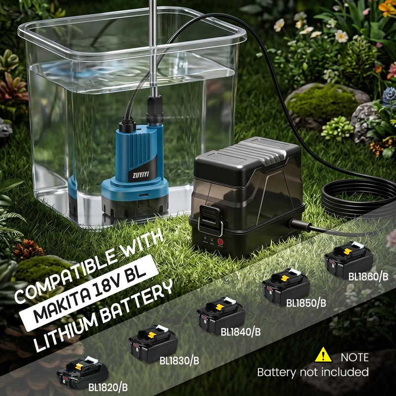 2-in-1 Cordless Submersible Stick Water Pump for Makita 18V Battery
