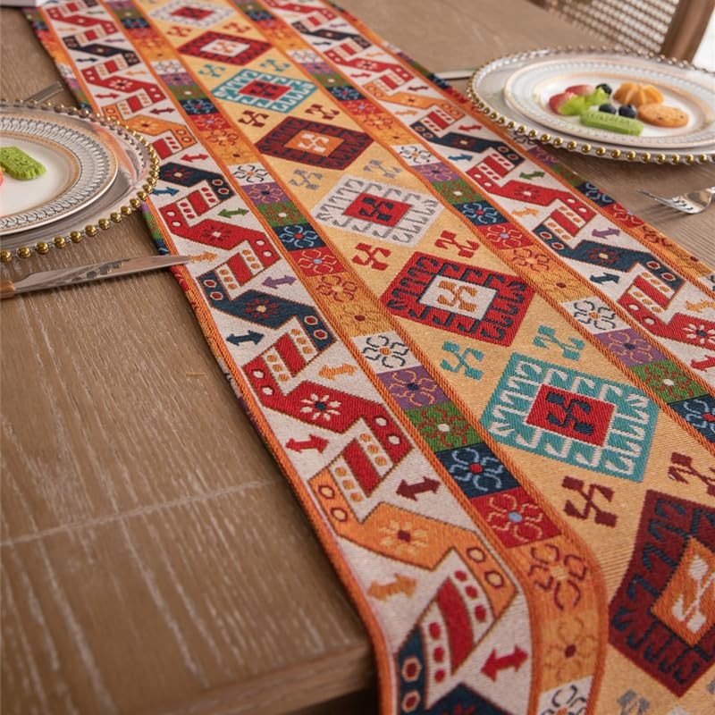Clothfuna Runner per tavolo da pranzo in stile bohémien, runner