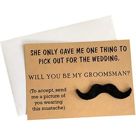 Heather & Willow Groomsmen Proposal Cards with Mustache - Set of 8 with Envelopes 5" x 7" | Funny Groomsmen Proposal Gifts for Wedding