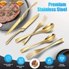 Lemeya 24 Piece Gold Silverware Set with Steak Knives,18/10 Stainless