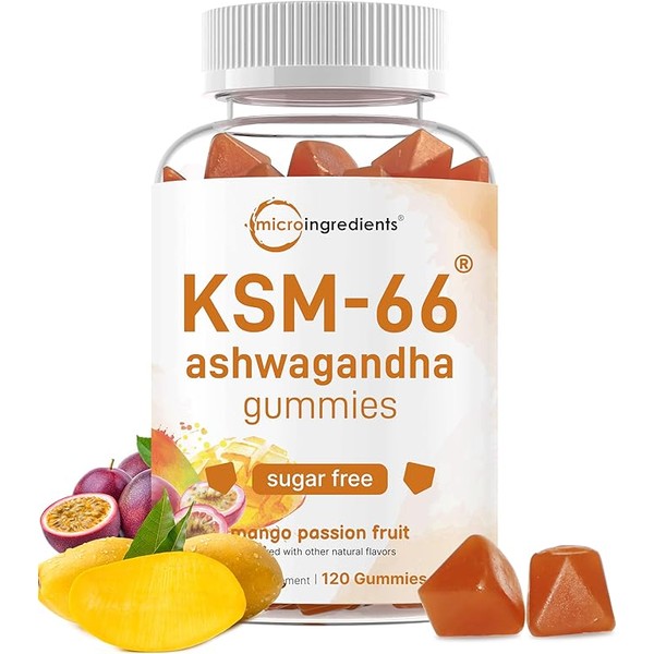 Micro Ingredients KSM-66 Ashwagandha Gummies 300mg, 120 Count | Sugar