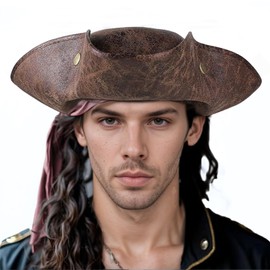 XGOPTS Piratenhut Piraten Dreispitz Hut HerrenLeder Piratenhut Damen Piratenkostüm Accessories für Piraten-Mottoparty, Cosplay, Karneval Erwachsene