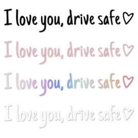 4PCS I Love You Stickers Drive Safe I Love You Rearview Mirror Sticker Car Window Stickers I Love You Drive Safe Mirror Sticker with Heart Cute Car Decals for Women and Driver Gifts