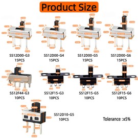 EGSCST 110PCS 9Values SPDT Micro Mini Slide Switch Kit 1p2t Toggle Switches 2 Position 3 Pin Small Miniature Vertical Panel Mount Knob - SS12D00 SS12F15 SS12D10 SS12F44