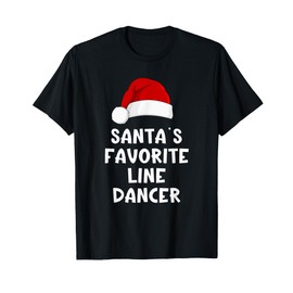 Christmas Santa's Favorite Line Dancer Funny Dancing Dance T-Shirt, black