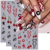 Summer Nail Art Stickers Decals Cherry Bowknot 5D Embossed Nail