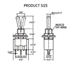 mxuteuk 8pcs MTS-102 3 Terminal 2 Position SPDT Mini Miniature Toggle Switch Car Dash Dashboard ON/ON 5A 120V 2A 250V