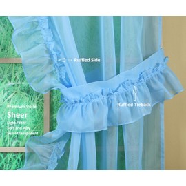 Today's Curtain, Emelia Priscilla Sheer Pair 60" W x 63" L, Sky Blue, 5-Piece-Set