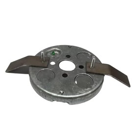 4 Inch Round Old-Work Pan Box, 1/2 Inch Deep, Steel, with (2) Bottom Knockouts, Low Profile Cut-in Box for Ceiling & Wall Light Fixture Installations
