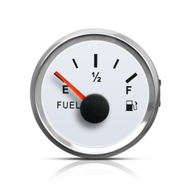 White 0-30 ohm Fuel Gauge Fit for Cars Motorcycles Ships Tractors Yachts, Fuel Level Gauge with LED Light and 52 mm Dial