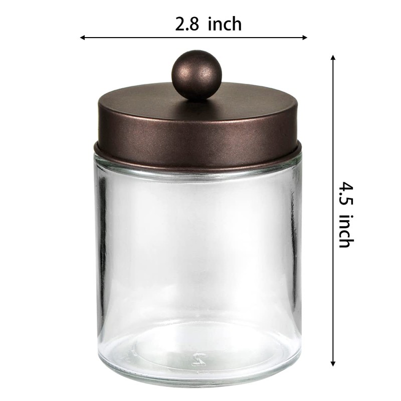 Apothecary Jar Canisters Bathroom Vanity Organizer - Qtip Holder Storage