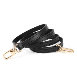 Leather Cross Body Strap for Alma BB Damier Ebene Pochette Eva Favorite PM MM Mini 10mm Coated Dark Brown with Gold Hardware, Black 39 Inches Gold Hw, Small