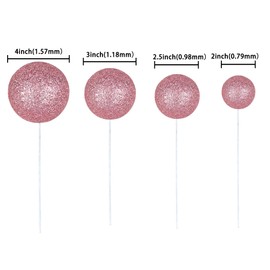 30 bolas de espuma con purpurina para tartas, palillos de perlas de imitación en forma de bola para cupcakes, decoración para tartas de baby shower, boda, aniversario, niños, cumpleaños, graduación, fiesta, decoración de tartas, color rosa