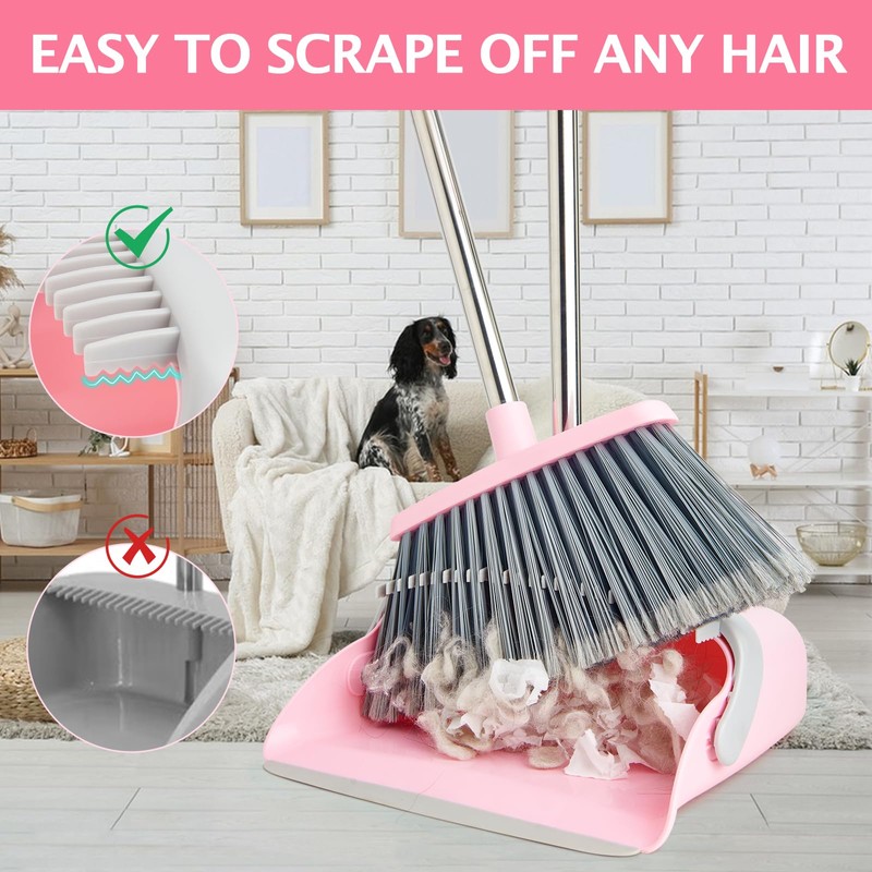 XXFLOWER Broom and Dustpan Set, Dustpans with Broom Combo for