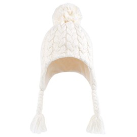 JANGANNSA Cute Knitted Boys Girls Christmas Beanie Warm Earflap Winter Hat Infant Toddler Baby Beanie 0-2Y (S, Twist(White+Pink))