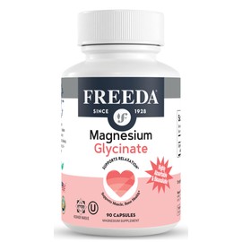 Freeda Magnesium Glycinate | High Absorption Chelated Magnesium | No Oxide | Supports Sleep, Muscle & Nerve Function | Non-GMO, Vegan, Kosher | Gentle on Digestion | 90 Capsules