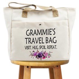 WCGXKO Grammie Gift For Grandma Birthday Gifts For Mother's Day Grammie’s Merch Visit Hug Spoil Repeat Tote Bag