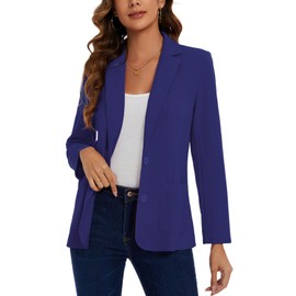MINTLIMIT Women Jacket Blazer with Buttons Pockets Stylish Comfortable Casual Workwear (Deep Blue XL)