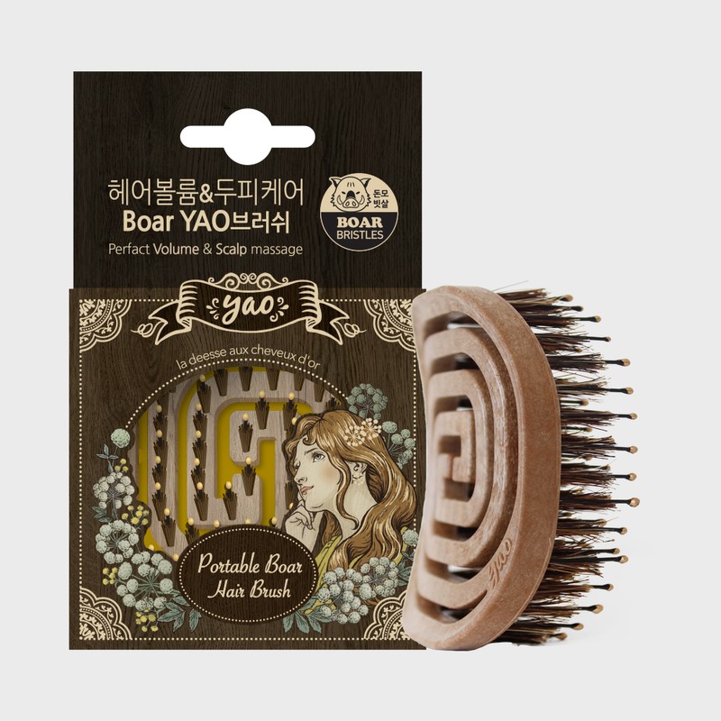 Yao Hairbrush [Portable Wood Boa] Mini travel portable comb scalp