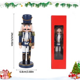 1 Pc Christmas Nutcracker Wooden Nutcracker Soldier, 25cm Christmas Traditional Nutcracker Ornaments Xmas Gift Toy Decoration Pine Wood Painted Soldier for Home Garden Christmas Party