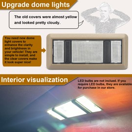 ModitoFix Map Dome Light Lens Clear Cover Interior Roof Compatible with K1500 K2500 C1500 C2500 1988-2000, Chevy Silverado GMC Sierra 1988-1998 Pickup，2 Map + 1 Dome Light Cover