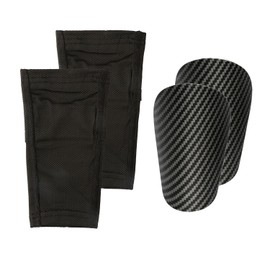 Thyonta 4 Pcs Breathable Soccer Shin Protection Set - Lightweight and Breathable Mini Ultra-Light Carbon Fiber-Style Shin Guards with Shin Pad Sock Covers for Young Athletes (Black)