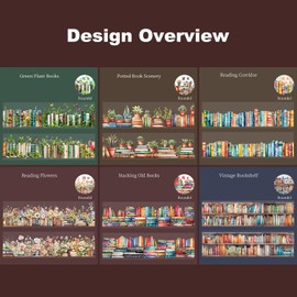 AuriicLeaf Book-Themed PET Tape Set, 6 Rolls of Library and Nature-Inspired Stickers for Scrapbooking, Journaling, DIY Crafts, and Gift Wrapping