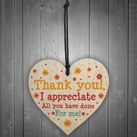 RED OCEAN Thank You Leaving Gift For Teacher Teaching Assistant Leaving Nursery Gifts Tutor Mentor Wooden Heart Plaque Keepsake