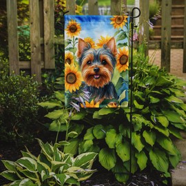 Caroline's Treasures DAC6178GF Yorkshire Terrier in Sunflowers Garden Flag Mailbox Flag Decorative Yard Flag Banner Outside Patio Artwork Yard Flower Beds, Garden Size, Multicolor