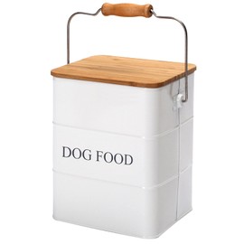 Yomjarl Farmhouse Dog Food Storage Container,6L Dog Food Canisters,Pet food Container Hold 5~6lbs Dog Food Treats,Airtight Dog Puppy food Storage with Lid and Scoop,Kibble Container Countertop-White…