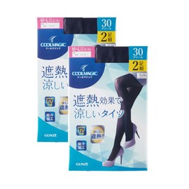 Gunze Women's Cool Magic Tights, Heat Shielding Treatment, Summer Use, 30 Denier, 2 Pair Set x 2 Sets, Black