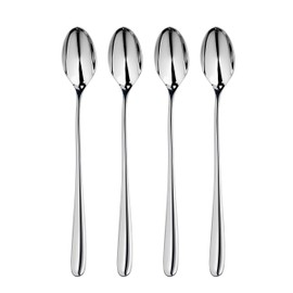 Robert Welch Arden Bright Cutlery Long Handled Spoon, Long Handled Spoon, Set of 4. Suitable for Latte, jam and ice Cream. Made from Stainless Steel.