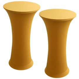 iEventStar - Mantel elástico ajustable de 24 x 43 pulgadas, para mesa de cóctel de alta calidad, con botones redondos, para fiestas, pub, banquetes, bistró (2, dorado)