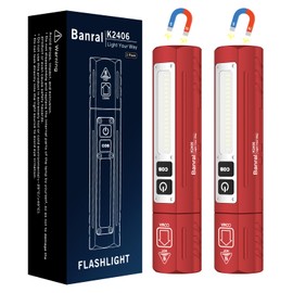 Banral Rechargeable Tactical Flashlights High Lumens - Super Bright Small Powerful LED Magnetic USB C Flashlight, 8 Modes, Dual Button Waterproof Pocket Flash Light for Emergency, Car (2, Red)
