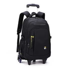EKUIZAI Solid Color Trolley Backpack Schoolbag for Middle School Students Elementary Rolling Bag Daypack for Teen Boys