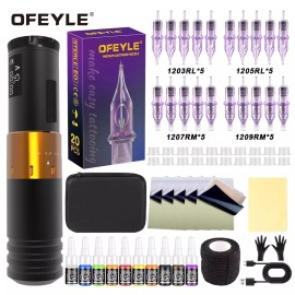 YILONG Wireless Tattoo Kit Complete Rotary Pen Machine 1300mAh Power Adjustable Stroke