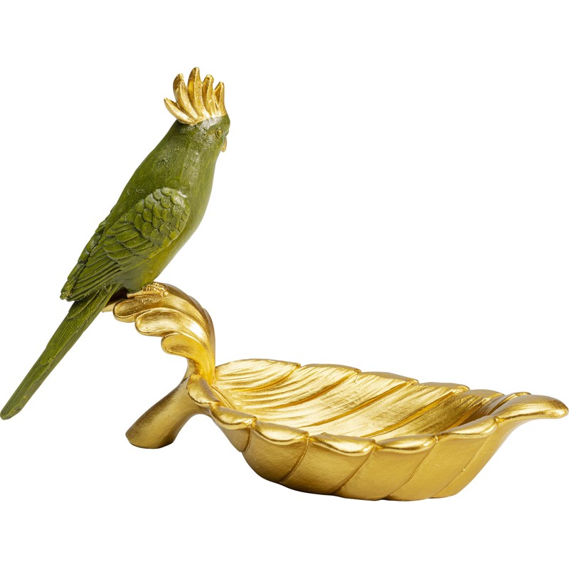 Kare Design Decorative Bowl Parrot Guard Gold / Green Fruit