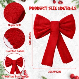 Hahafelt 2 Pack Red Christmas Kitchen Hand Towel Bows 14 x 12 Inch Christmas Decorative Kitchen Dish Towels for Bathroom Cleaning Drying Cleaning Cooking Xmas Holiday Decorations Gift Set