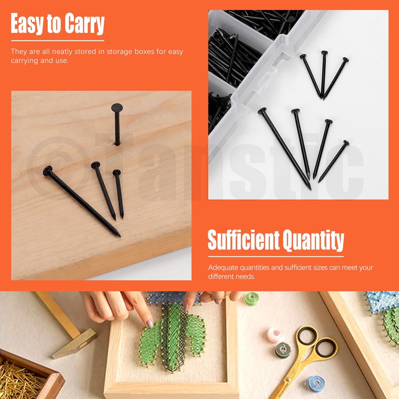 Tanstic 500 Pieces 4 Sizes Hardware Nails Assortment Kit Finishing