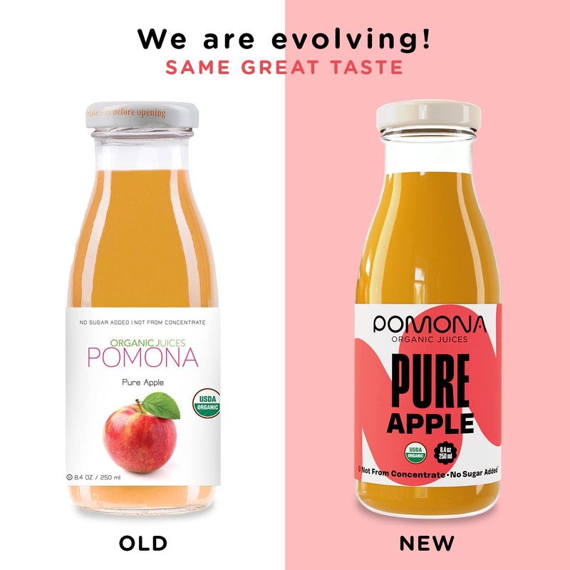 Pomona Organic Apple Juice (Pack of 12), Cold Pressed USDA