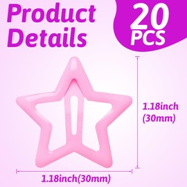 Alpinleux 20 Pcs Pink Star Hair Clips, Fashion Non-Slip Star Clips, Metal Snap Stars Clips Hair, Stars Hair Barrettes Accessories for Women (1.18"/3cm)
