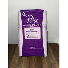 POISE  PLUS Extra Absorbency 27 Pads Ultimate Long Length Pads Day & Night Time