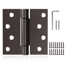 Self Closing Hinge 4 Inch Oil Rubbed Bronze Auto Close Door Hinges Adjustable 4 Inch Spring Hinges 4"x 4" Door Closer Hinge Square Corner for Commercial Grade Auto Self-Closing UL Listed, 2 Pack