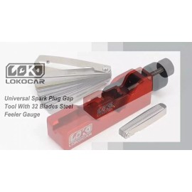 LokoCar Universal Spark Plug Gap Tool With 32 Blades Steel Feeler Gauge Black