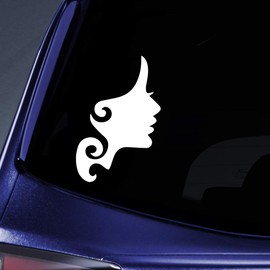Bargain Max Decals Swirls Girl Silhouette Sticker Decal Notebook Car Laptop 5.5" (White)