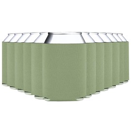 WhaleSiper 12-Pack Sage Blank Beer Can Cooler Sleeves, Collapsible Foam Insulated Can Sleeves for 12oz & 16oz Soda, Beer & Water Bottles, HTV & Sublimation-Friendly for DIY, Weddings & Gifts