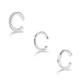 ALEXCRAFT Ear Cuff Earrings Women Wrap Clip Ear Cuff No Piercing Earring Zircons Set 3 Pairs