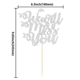 Paquete de 1 decoración para tartas con purpurina roja con corazón, buena suerte, decoración para tartas de jubilación, decoración de tartas, color plateado