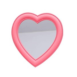 BinaryABC Heart Makeup Mirror Cosmetic Mirror Wall Desktop Mirror Bedroom Mirror,Valentines Day Table Decorations Supplies(Pink)